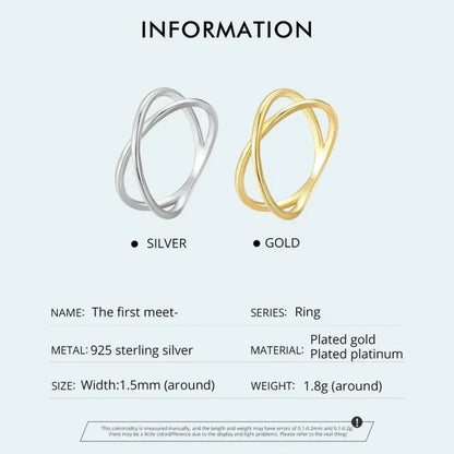 Breathtaking 14K Gold Plated X Ring - Elegant Minimalist 925 Sterling Silver Cross Ring For Women - Promise Jewelry Scr543