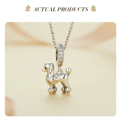 Pendentif Chien Argent Sterling 925 Véritable pour Bracelet - Caniche Teckel