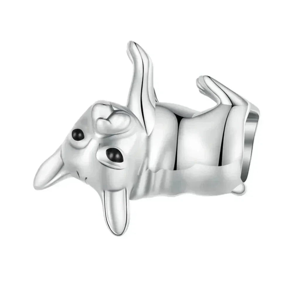 Pendentif Chien Argent Sterling 925 Véritable pour Bracelet - Caniche Teckel