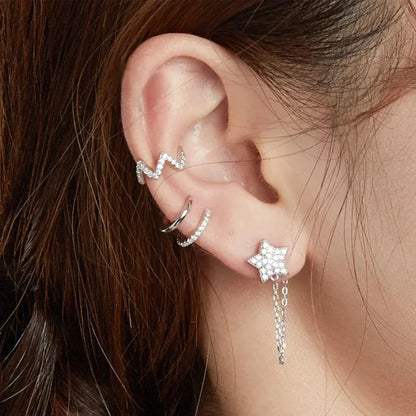 Manchette d'oreille en argent sterling 925 - Boucles d'oreilles clip élégantes couleur or pour femmes
