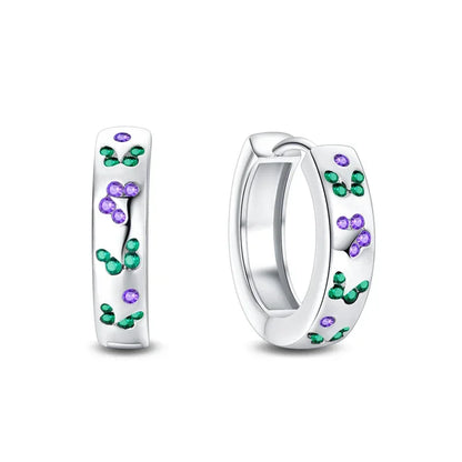 Boucles d'oreilles créoles élégantes en argent sterling et pierres précieuses