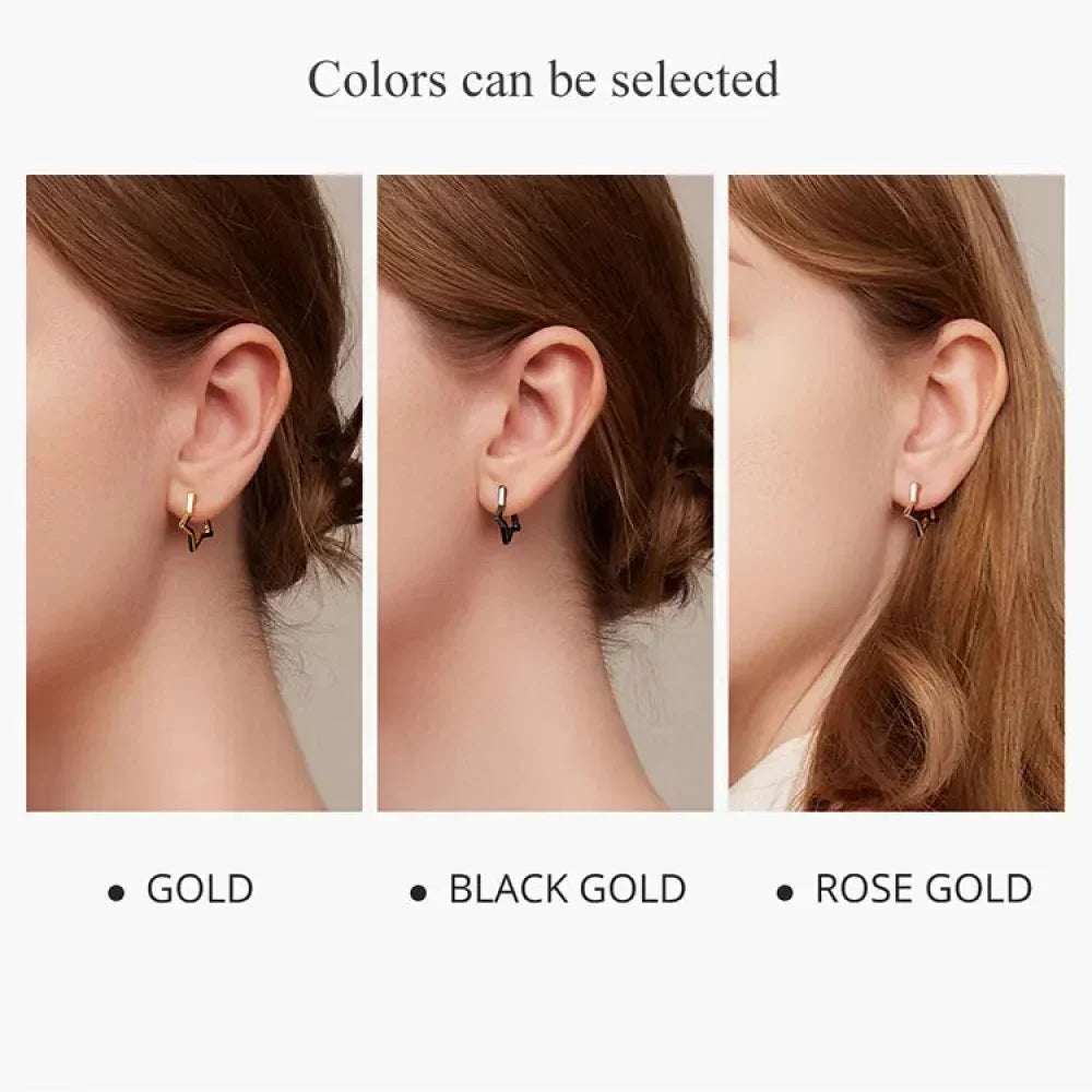 Boucles d'oreilles étoiles en argent sterling 925 - Boucles d'oreoreilles minimalistes en forme d'étoile pour femme - Bijoux de mode SCE1136