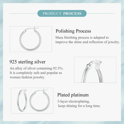 Boucles d'oreilles créoles en argent sterling 925 plaqué or blanc 14 carats | Créoles hypoallergéniques 24 mm