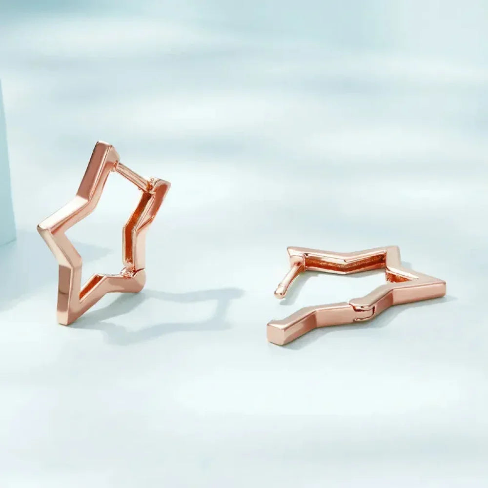 Boucles d'oreilles étoiles en argent sterling 925 - Boucles d'oreoreilles minimalistes en forme d'étoile pour femme - Bijoux de mode SCE1136