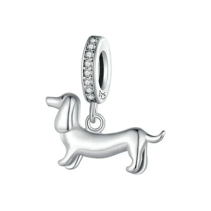 Pendentif Chien Argent Sterling 925 Véritable pour Bracelet - Caniche Teckel