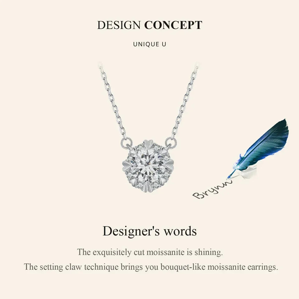 Dazzling Diamond Alternative: 1ct Moissanite Sterling Silver Pendant Necklace