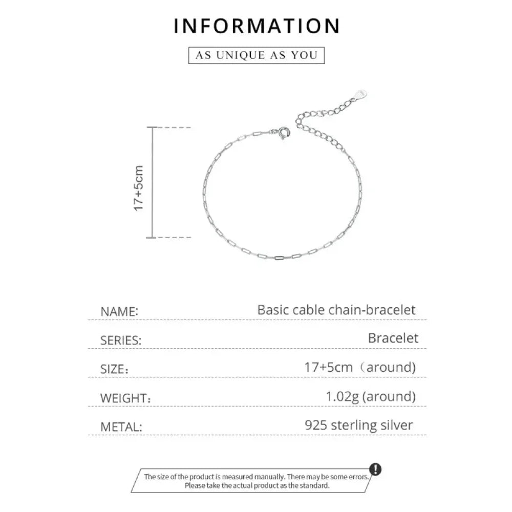 Bracelet chaîne câble en argent sterling 925 plaqué or