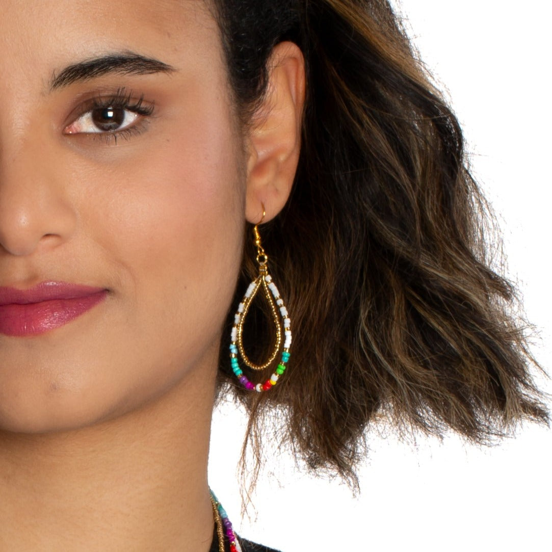 Double Strand Multi Colour Bead Earring