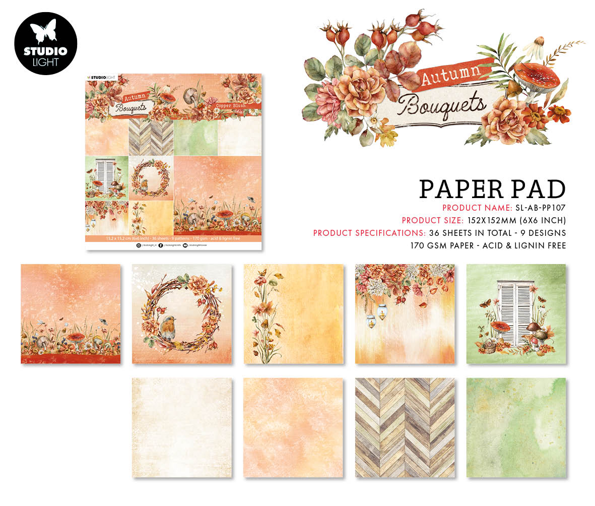 SL Bloc de papier Cuivre Fard à joues Bouquet d'automne 152,4x152,4x9mm 36F n°107