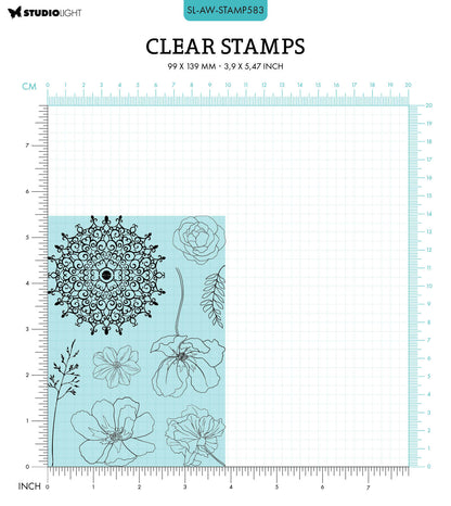 SL Tampon Transparent Fleurs Givrees Hiver Arctique 99x139x3mm 8 PC réf.583