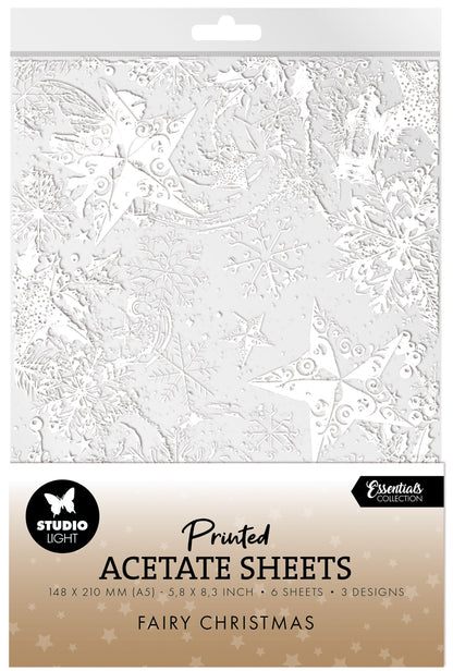 SL Acetate Sheets Snow, Fairies & Stars Essentials 6 Sheets
