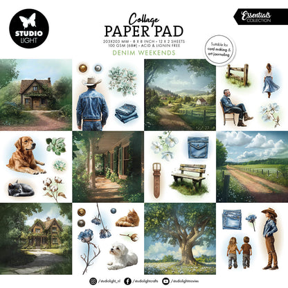 SL Bloc de papiers pour collage Denim Weekends Essentials 203x203x5mm 24 feuilles