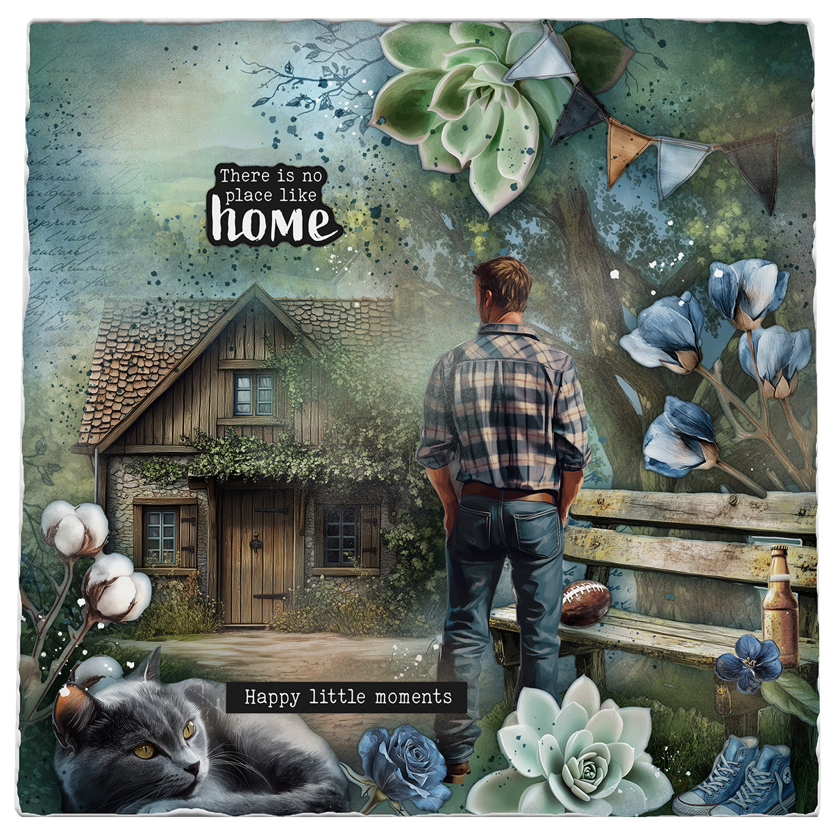 SL Bloc de papiers pour collage Denim Weekends Essentials 203x203x5mm 24 feuilles