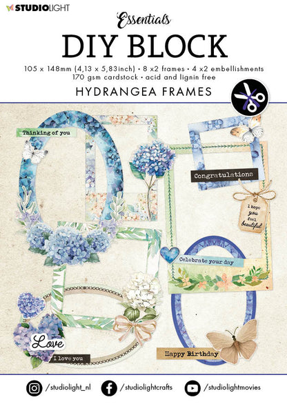 SL Blocs prédécoupés Hydrangea Frames Essentials 105x148x3mm 24 feuilles n°66