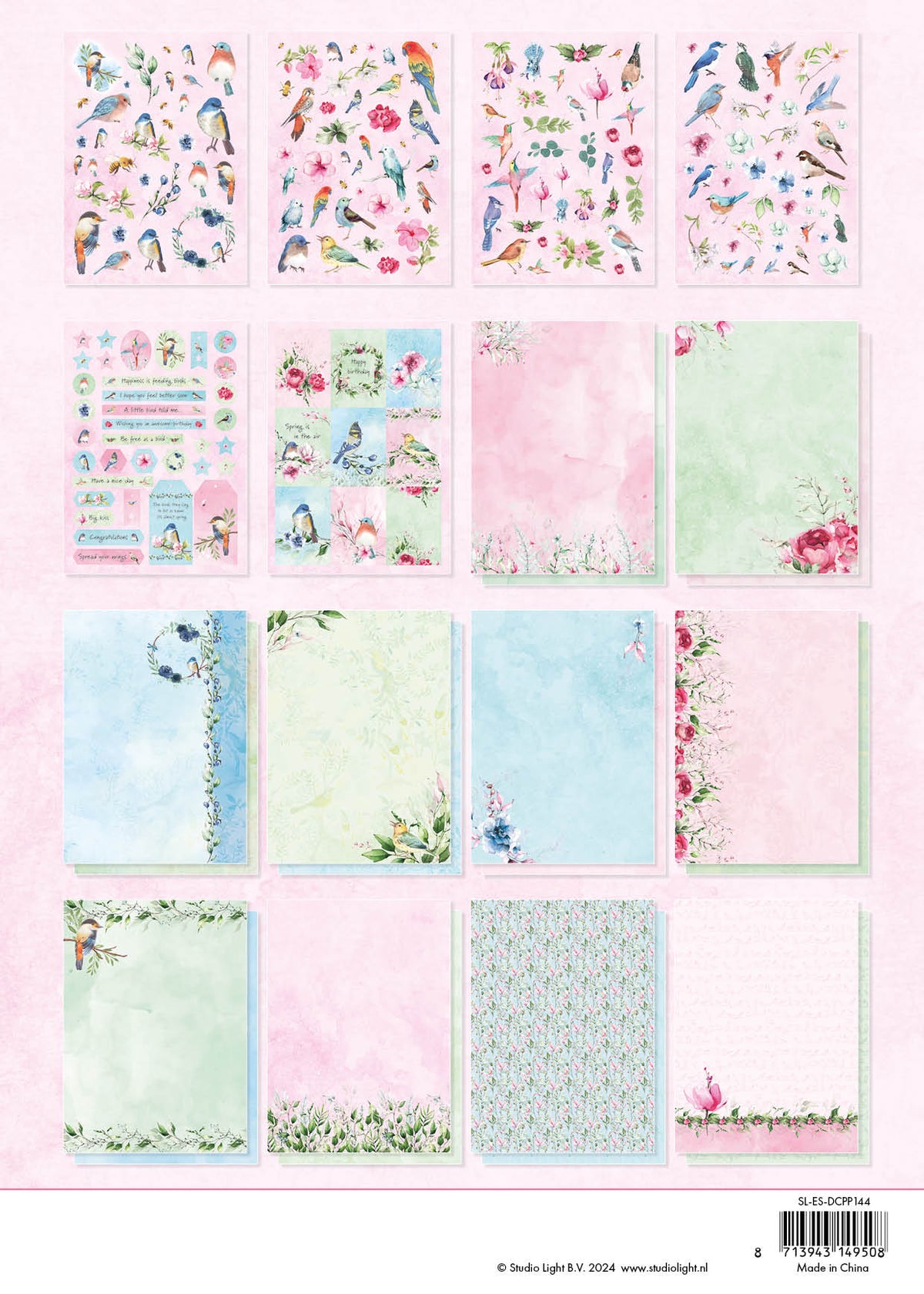 SL Bloc de papier découpé Oiseaux printaniers Essentials 294x210x9mm 32 feuilles n°144
