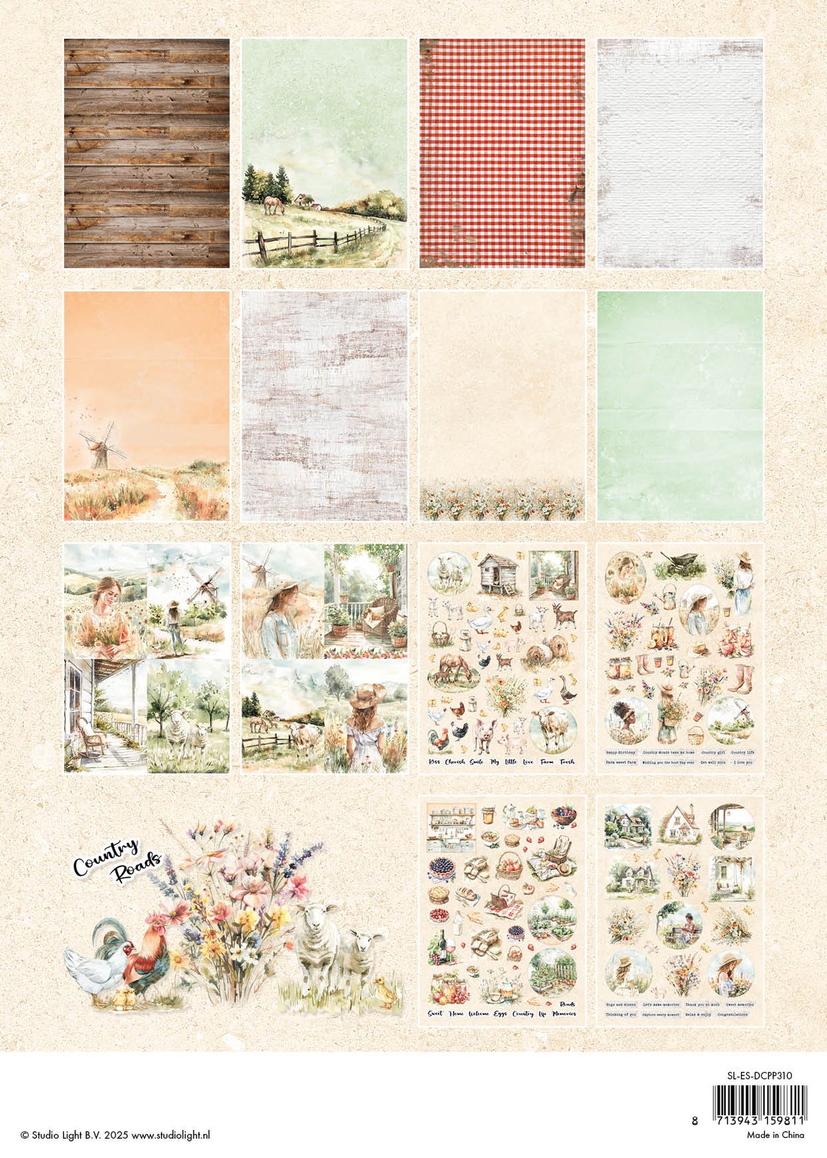 Bloc de papier prédécoupé SL Country Roads Essentials 28 feuilles