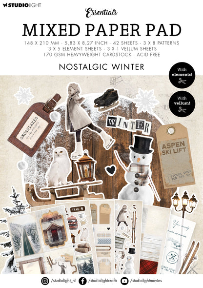 SL Bloc de papier mélangé Nostalgic Winter Essentials 148x210x9mm 42 feuilles n°28