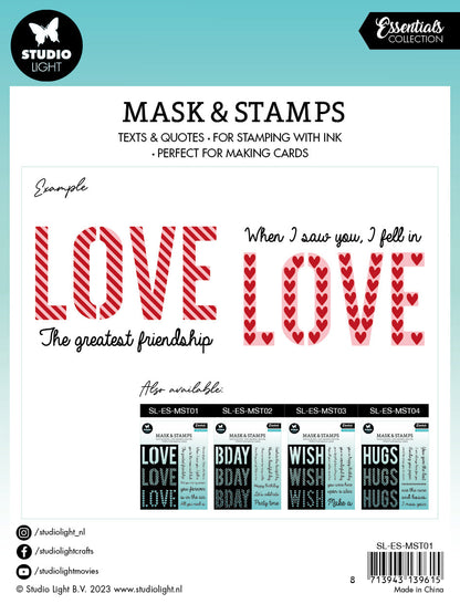 Masque et Tampon SL Sentiments d'amour Essentiels 155x155x3mm 9 pièces n°01