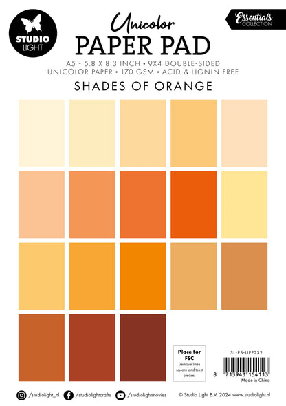 SL Bloc de papier unicolore teintes orange Essentials 36 feuilles