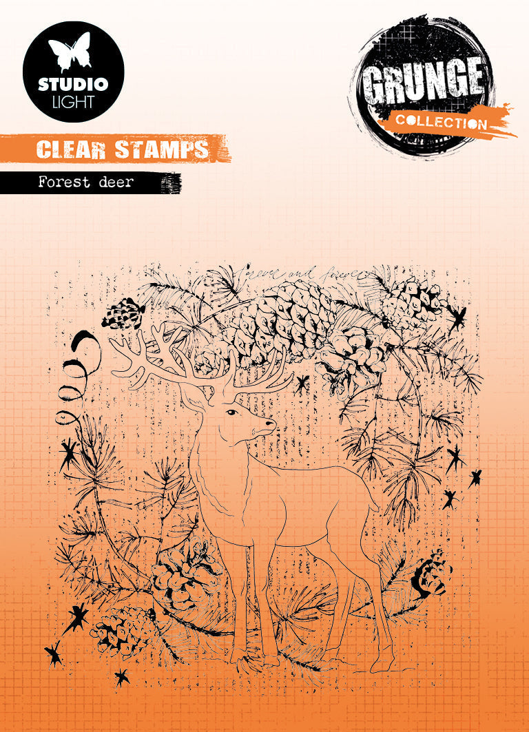 SL Tampon transparent Cerf de la Forêt Collection Grunge 130x130x3mm 1 pc n°320