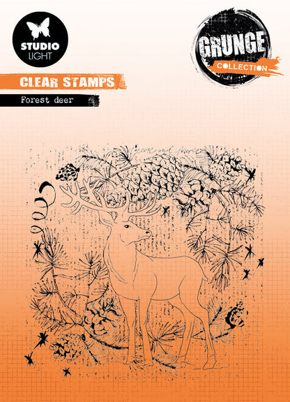 SL Tampon transparent Cerf de la Forêt Collection Grunge 130x130x3mm 1 pc n°320
