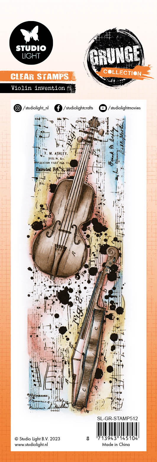 SL Tampons transparents Violon Invention Collection Grunge 68x202x3mm 1 pc n°512