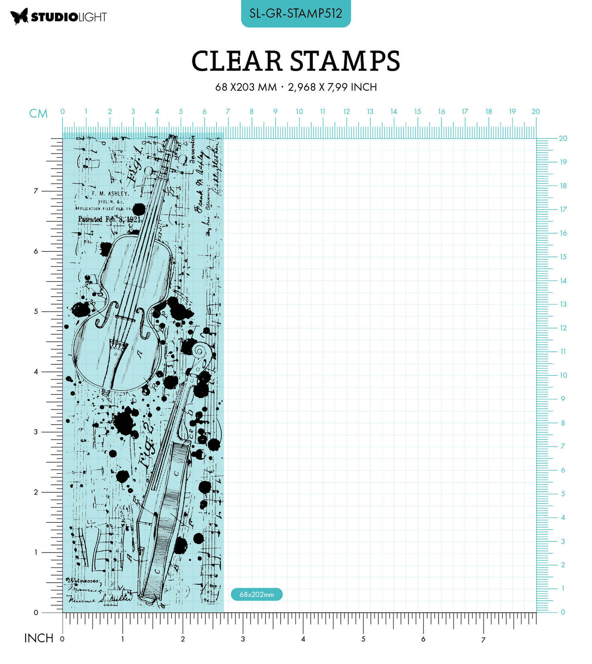 SL Tampons transparents Violon Invention Collection Grunge 68x202x3mm 1 pc n°512