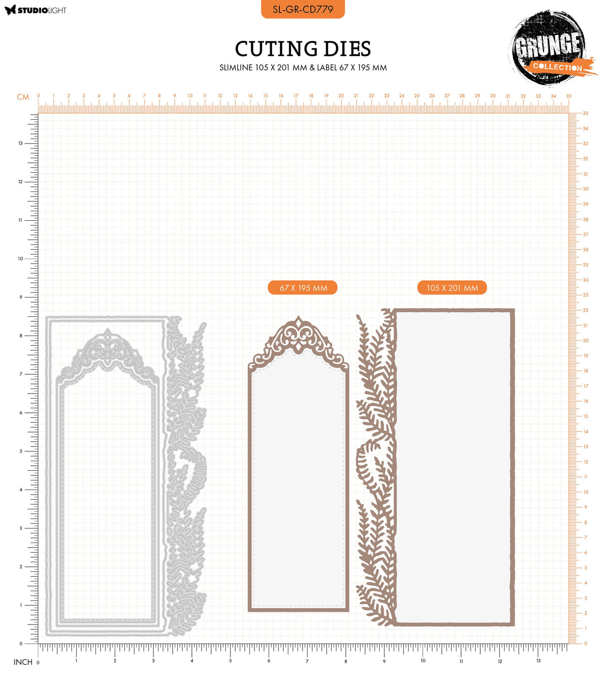 Matrices de coupe SL Collection Grunge Slimline & Étiquettes 4 pièces