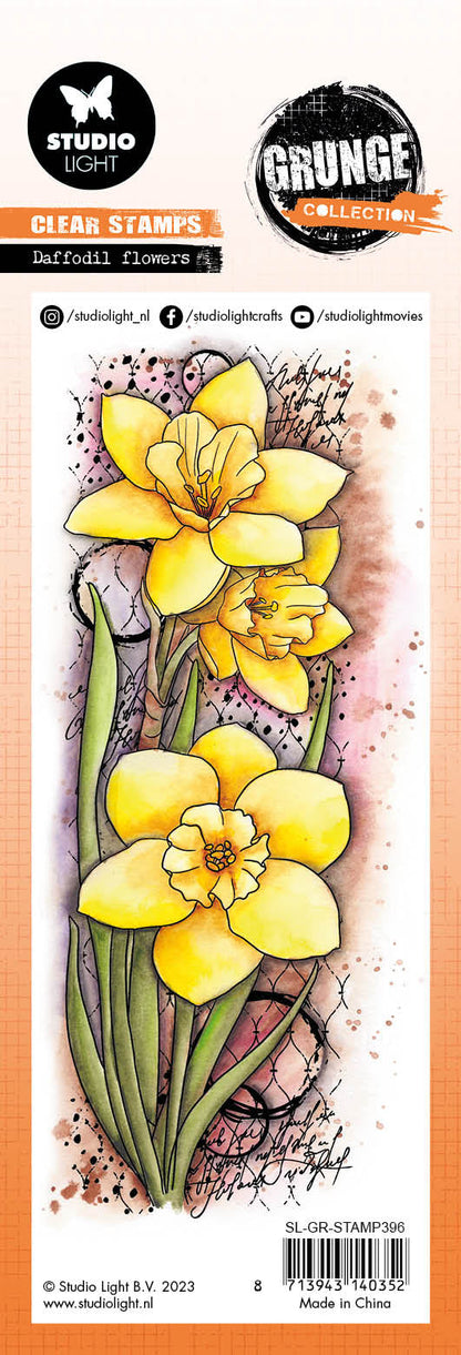 SL Tampon Transparent Fleur Jonquille Collection Grunge 68x202x3mm 1 pc n°396