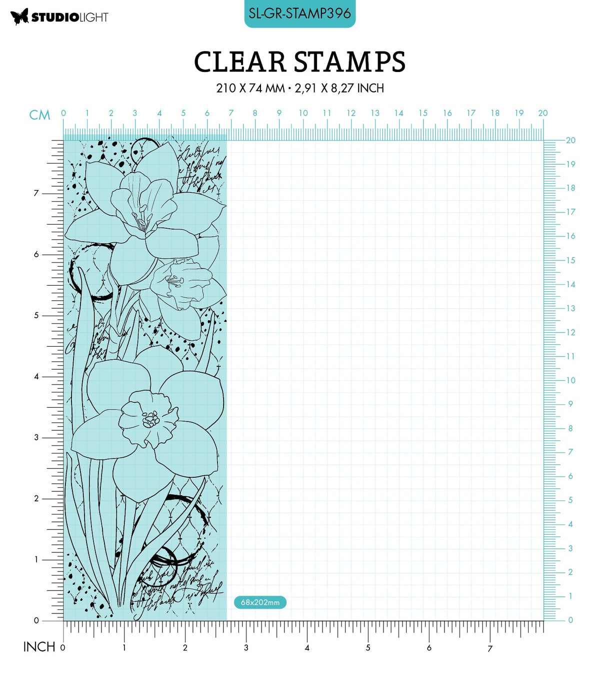 SL Tampon Transparent Fleur Jonquille Collection Grunge 68x202x3mm 1 pc n°396