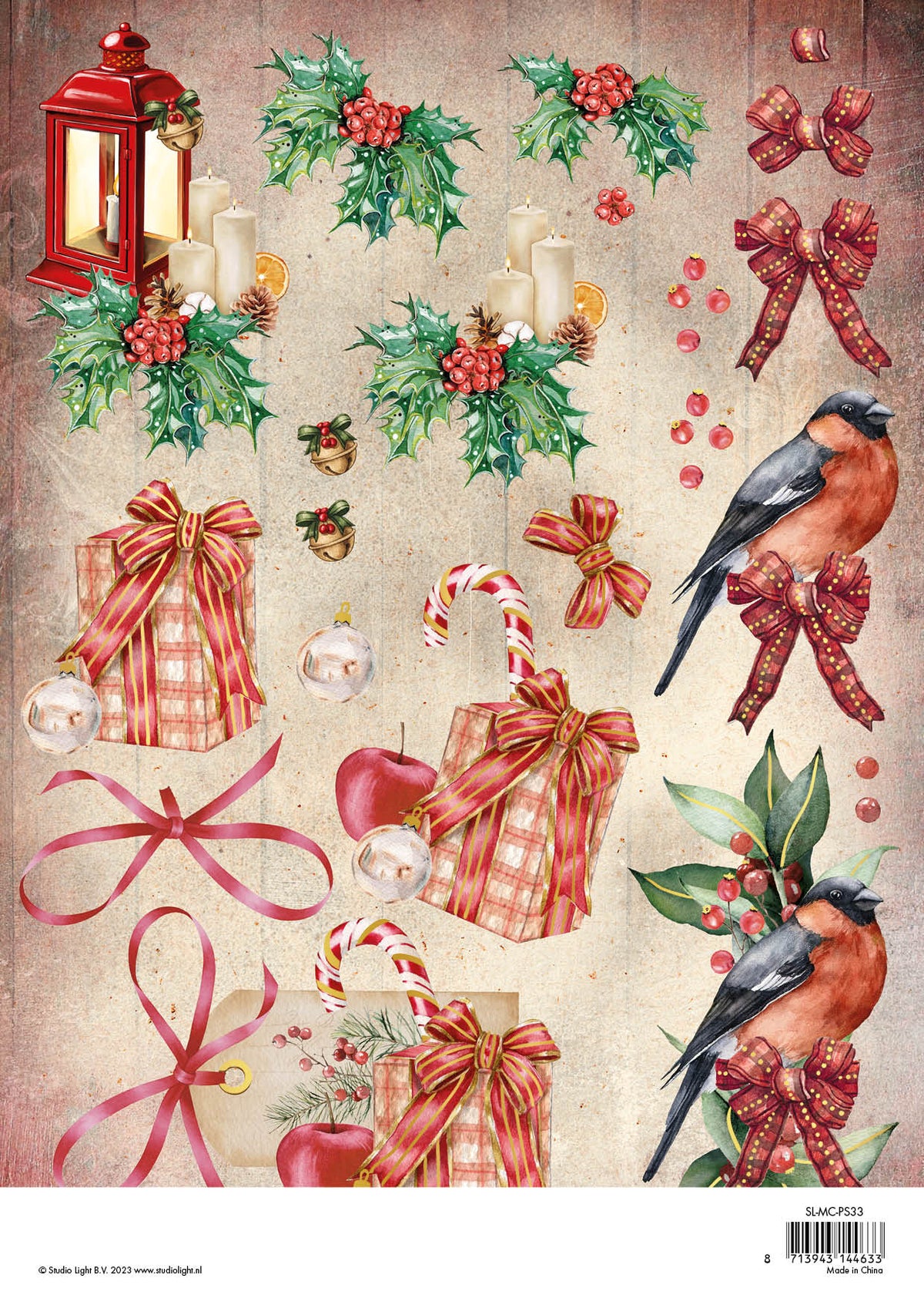 SL Lot de papiers 3D prédécoupés Noël Magique 210x297x2mm 4 feuilles n°33