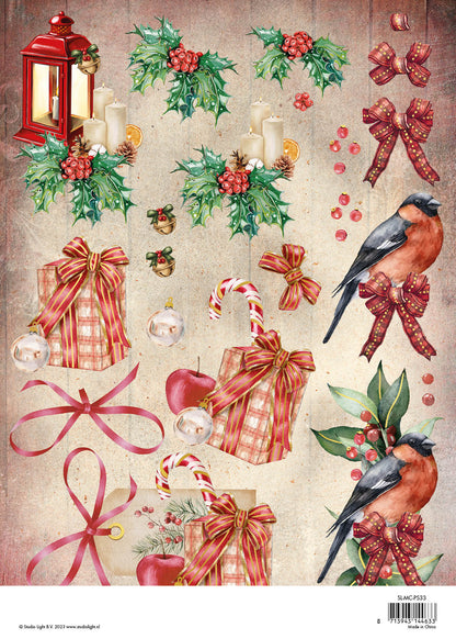 SL Lot de papiers 3D prédécoupés Noël Magique 210x297x2mm 4 feuilles n°33