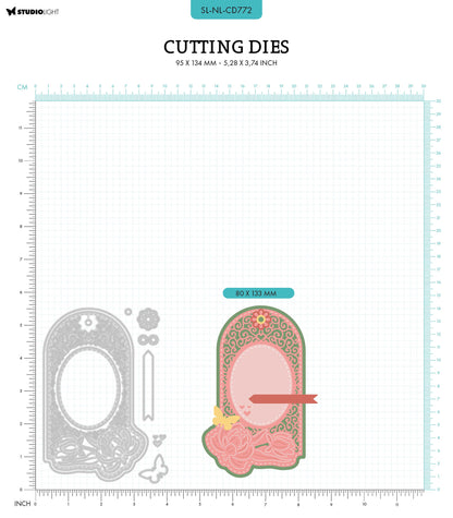 SL matrices de coupe étiquette pivoine amoureux de la nature 95x134x1mm 9 pièces réf. 772