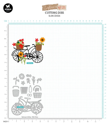 Matrices de découpe SL Tournesol Vélo Bisous de tournesol 101x133x1mm 18 pièces n°526