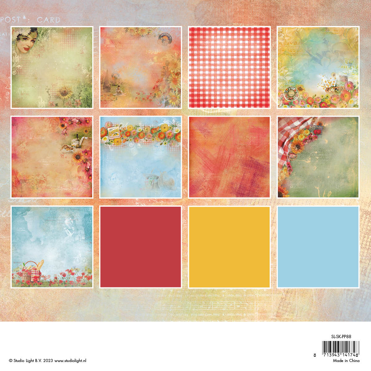 Bloc de papier SL, papier de fond Sunflower Kisses 203x203x9mm, 36 feuilles, n°88
