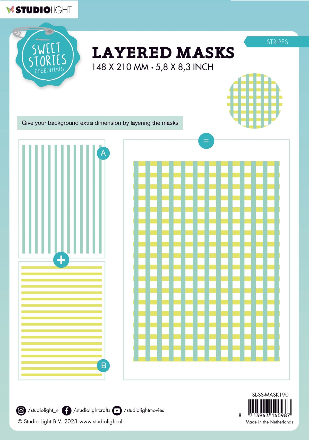 SL Masque Rayures Douces Histoires 150x210x1mm 1 PC nr.190