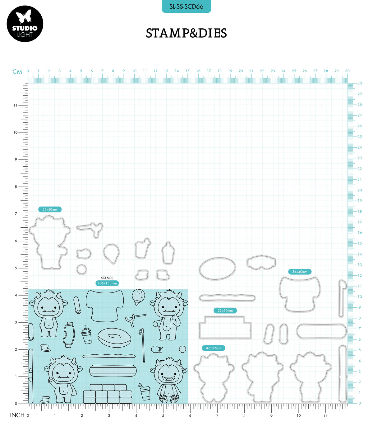 SL Tampon & Matrice de Découpe Scènes de Neige Histoires Sucrées 154x223x3mm 22 pc nr.66