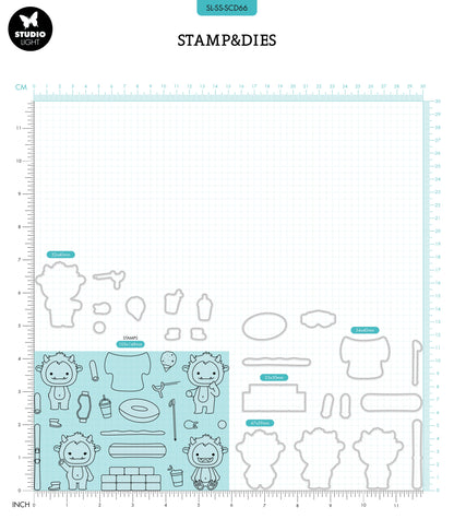 SL Tampon & Matrice de Découpe Scènes de Neige Histoires Sucrées 154x223x3mm 22 pc nr.66