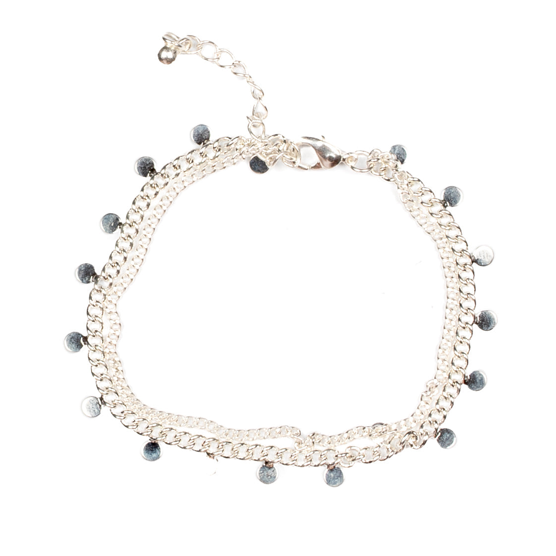Double Disc Chain Bracelet - Silver Plate