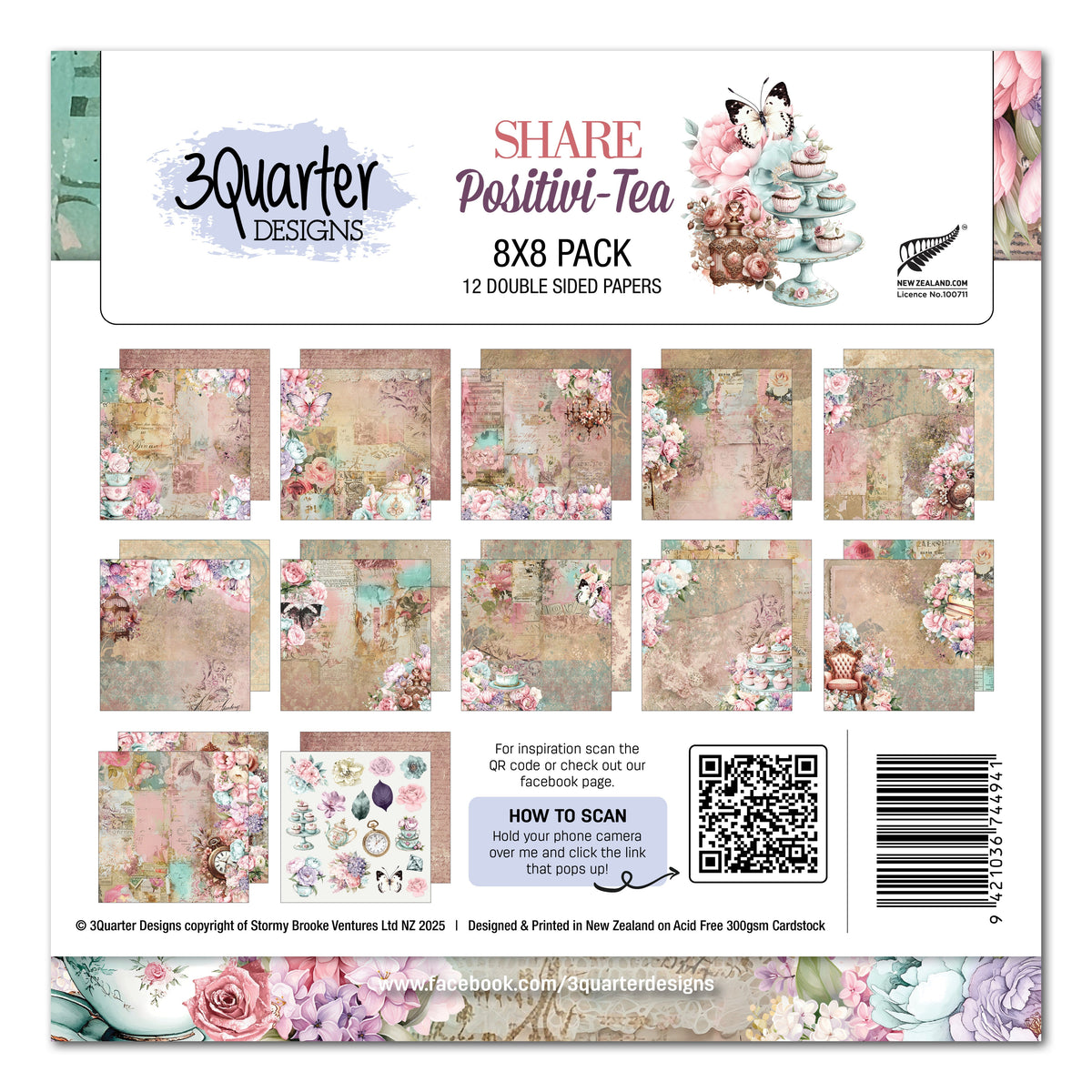 Bloc de papier 20x20 cm Positivi-Tea 3Quarter Designs