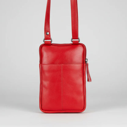 Greenwood Leather Compact Mini Crossbody. Slim Full-Grain Leather Phone Bag & Travel Organizer
