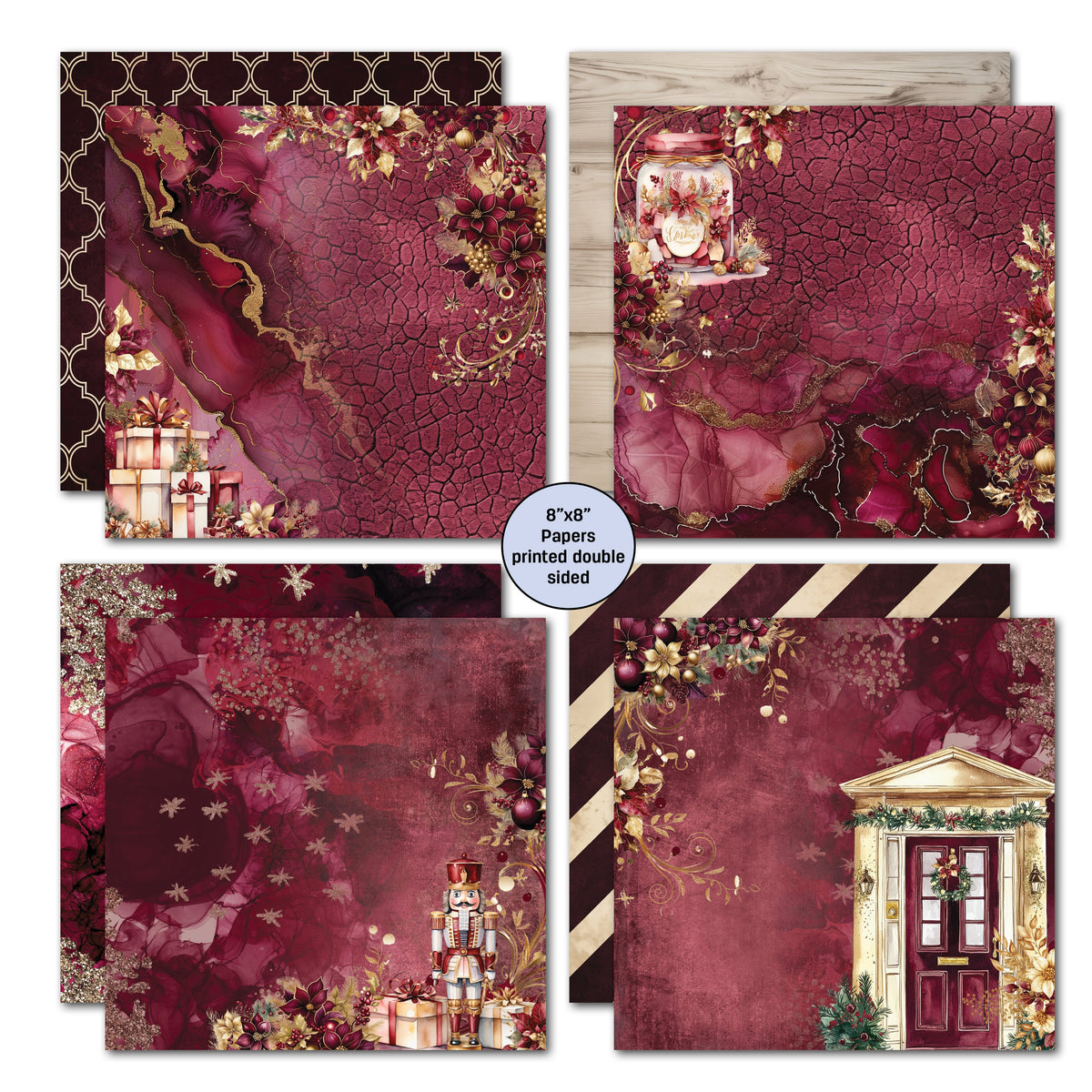 Lot de papiers 8x8 « Sugarplum Wreath » 3Quarter Designs