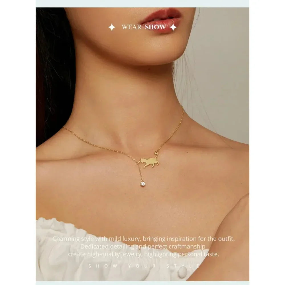 Magnifique collier chat en argent sterling 925 | Élégant pendentif ras-du-cou Scn232 en 3 couleurs
