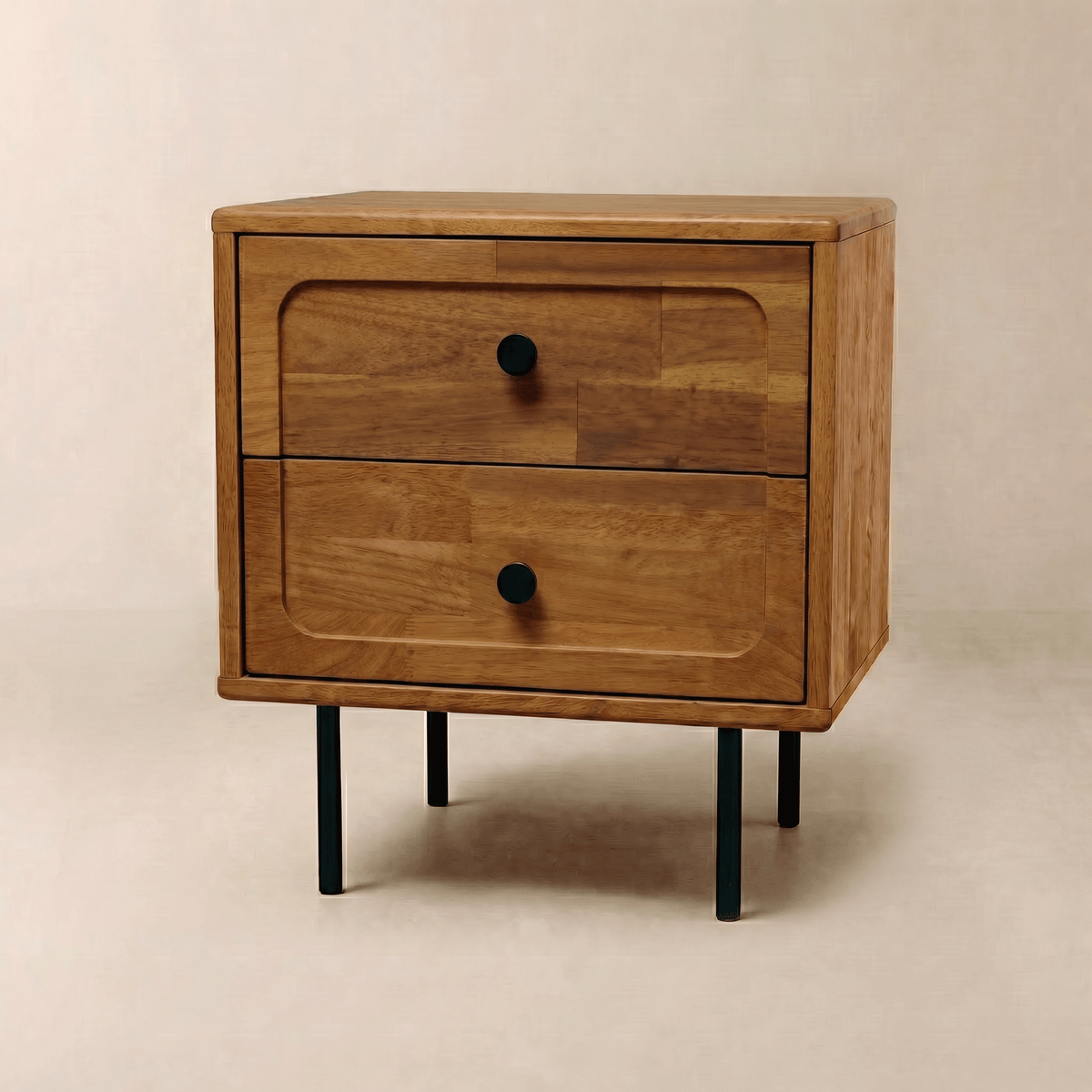 Savana Two Drawers Solid Wood Nightstand