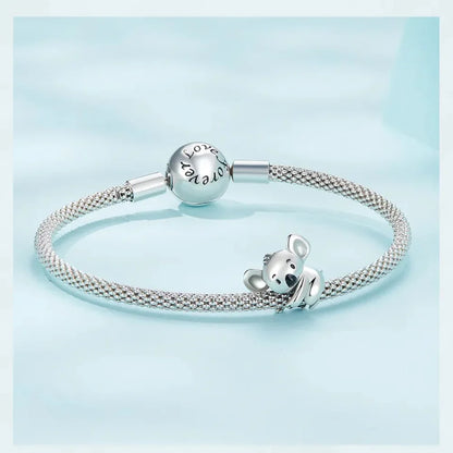 Pendentif Chien Argent Sterling 925 Véritable pour Bracelet - Caniche Teckel