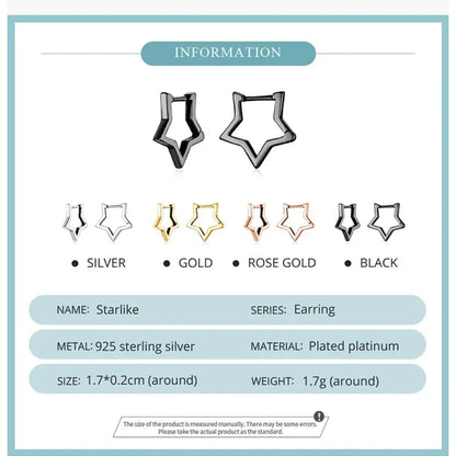 Boucles d'oreilles étoiles en argent sterling 925 - Boucles d'oreoreilles minimalistes en forme d'étoile pour femme - Bijoux de mode SCE1136
