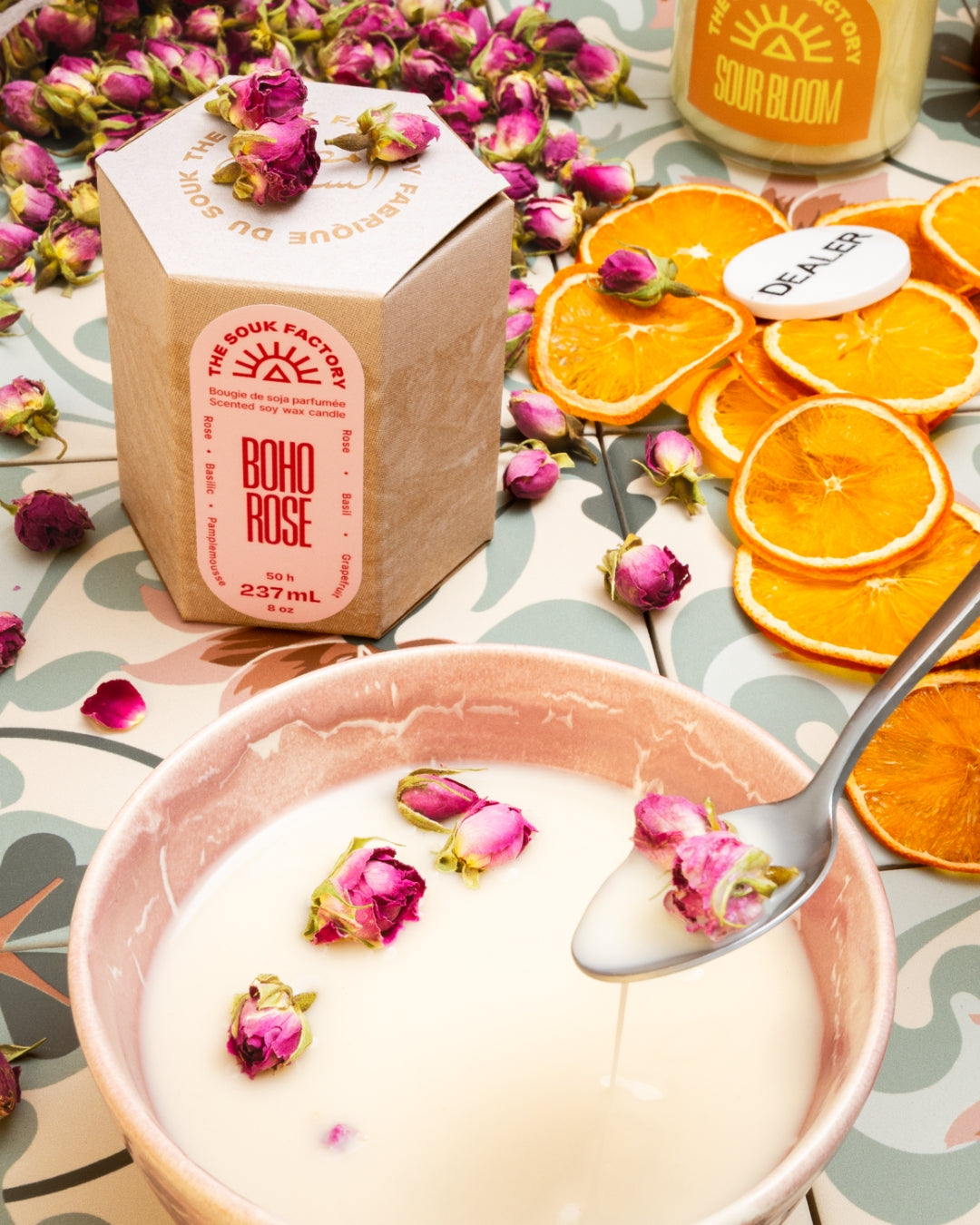 Bougie Boho Rose - Rose, pamplemousse & basilic