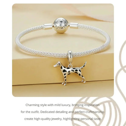 Pendentif Chien Argent Sterling 925 Véritable pour Bracelet - Caniche Teckel