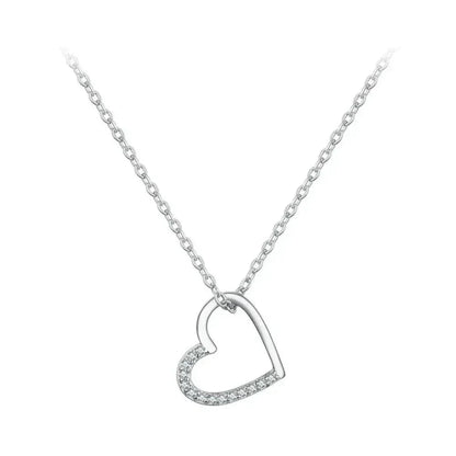 Genuine 925 Sterling Silver The Shape Of Love Chain Necklace For Women - Fine Jewelry 18.11'' Collar