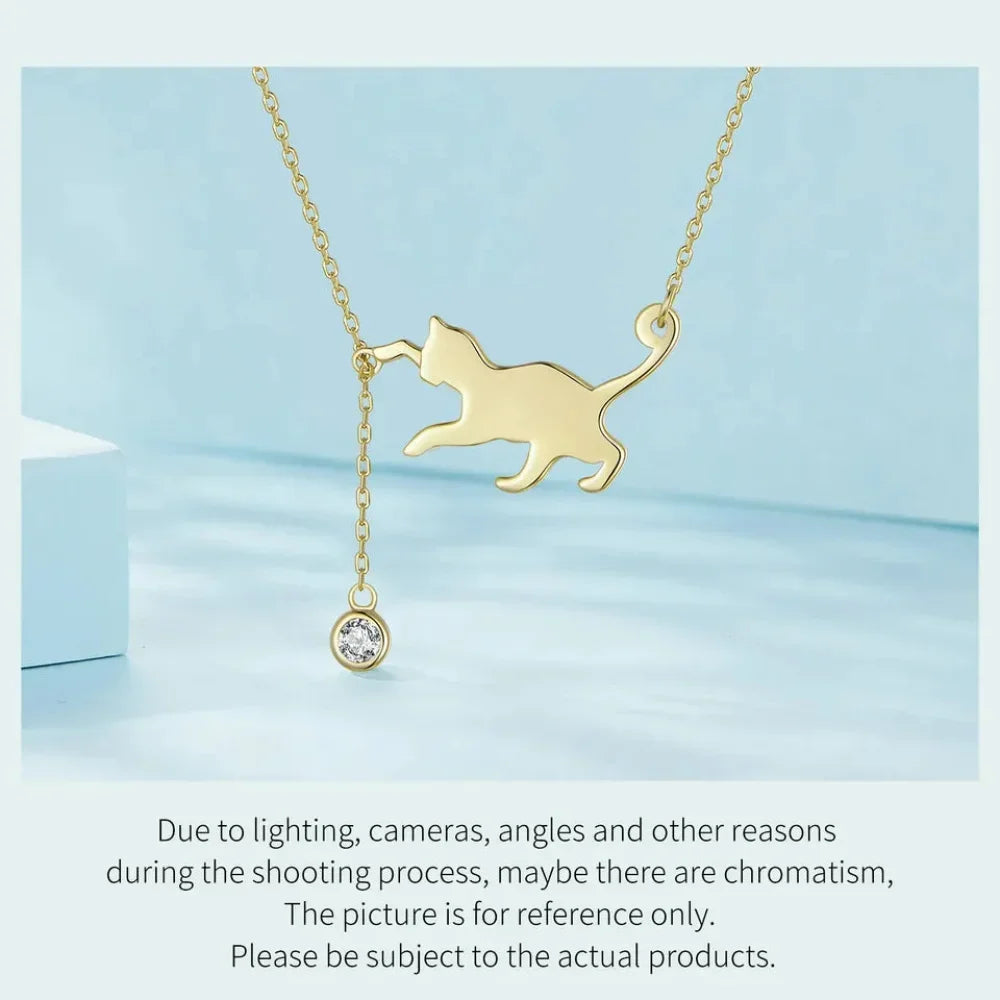 Magnifique collier chat en argent sterling 925 | Élégant pendentif ras-du-cou Scn232 en 3 couleurs